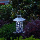 Red Barrel Studio® Mosaic Solar Decorative Bird Feeder Metal in Gray | 13.8 H x 7.68 W x 7.68 D in | Wayfair E8E901A5D7B94B5B8F7A92585C4A4C83