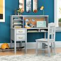 Guidecraft Taiga Writing Desk w/ Hutch & Chair Set Wood in Gray | 40 H x 44 W x 24 D in | Wayfair G27651