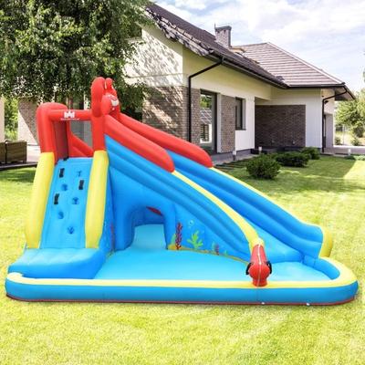 Inflatable Water Slide Bounce House with Water Cannon and Air Blower - 197" x 157.5" x 98.5" ( L x W x H)