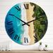 Designart 'Aerial View Of Sea And Turquoise Beach' Nautical & Coastal wall clock