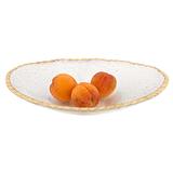 Hand Decorated Gold Leaf Edge Oval 12 x 8" Glass Serving Bowl