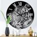 Designart 'Monochrome Portrait Of A White Tiger VI' Traditional wall clock