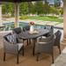 Benjamin Outdoor 7-piece Oval Wicker Dining Set with Cushions by Christopher Knight Home