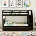 Contemporary Style Stairway Full-Over-Full Bunk Bed with Drawer, Storage and Guard Rail for Bedroom