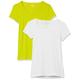 Amazon Essentials Damen T-Shirt mit Flügelärmeln und U-Ausschnitt in schmaler Passform, 2er-Pack, Weiß/Lindgrün, XXL