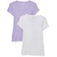 Amazon Essentials Damen T-Shirt mit Flügelärmeln und U-Ausschnitt in schmaler Passform, 2er-Pack, Weiß/Lavendel, L