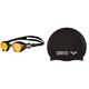 ARENA Cobra Tri Swipe Sporting_Goods Yellow Copper-Black One Size & Unisex Badekappe Classic Silikon (Verstärkter Rand, Weniger Verrutschen der Kappe, Weich), Black-Silver (55), One Size