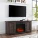 The Twillery Co.® Rozier TV Stand for TVs up to 50" w/ Electric Fireplace Included Wood/Glass/Metal in Brown | 22 H in | Wayfair