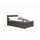 Mivano Beast Boxbett, Komfortables Bett mit Durchgehender Matratze (H3) und Topper, Flachgewebe Jam Dunkelgrau, Liegefläche 140 x 200 cm