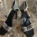 Gucci Shoes | Gucci Black/White Beaded (G) T Strap Heels | Color: Black/White | Size: 7