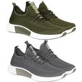 Crosshatch New Mens (2 Pack) Trainers Lace up Boys Lightweight Running Sports Gym Shoes Sneaker UK Olive/Grey 8