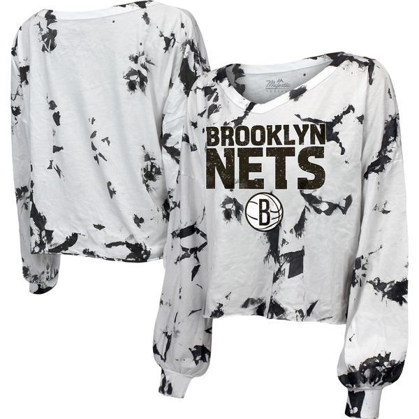 womens-majestic-threads-white-black-brooklyn-nets-aquarius-tie-dye-cropped-v-neck-long-sleeve-t-shirt/