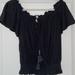 Free People Tops | Free People Off The Shoulder Black Short Sleeve Top | Color: Black | Size: S