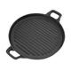 Enamelled Cast Iron Giant Round Grill, Cast Iron Griddle Reversible Dual Handle Ribbed Round Cast Iron Frying Pan for Gas Electric Stove Top For Low Fat Cooking On All Hob Types(31cm / 12.2in)