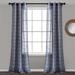 Farmhouse Textured Grommet Sheer Window Curtain Panels Navy 38X120 Set - Lush Decor 21T011784