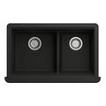 Empire Industries Titan Self-Trimming 33" L x 20" W Double Basin Farmhouse/Apron Kitchen Sink w/ Accessories Quartz in Black | Wayfair WFNT33DB