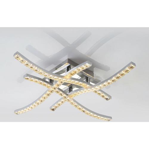 Kristall-Deckenlampe, Kronleuchter-Deckenlampe, modernes Kristalldesign, gewellt, 4 LED-Panels, 24
