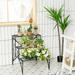 Outdoor 3-Tier Metal Plant Stand with Expanded Grid Shelf for Porch and Garden - 25" x 24" x 27"(L x W x H)