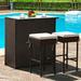 3-Piece Patio Rattan Wicker Bar Set with 2 Cushioned Stools for Outdoor Entertaining - 40" x 24" x 41.5" (L x W x H)