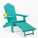 Folding Adirondack Chair with Pullout Ottoman with Cup Holder