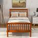 Solid Pine Wood Twin Platform Bed with Vertical Slats Headboard Footboard and Extra Side Edge Support, No Box Spring Needed