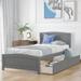 Minimalistic Stylish Twin size Wood Platform Bed with 2 Drawers Under-bed Storage, Concise Headboard and 10 Slats Support