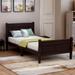 Twin Size Wood Platform Bed Sleigh Bed with Panel Design Headboard Footboard