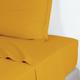 Drap plat satin de coton 240x300 jaune moutarde