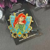 Disney Jewelry | Disney Parks Princess Little Mermaid Ariel Bleu Jeweled Crest Pin | Color: Blue/Gold | Size: Os