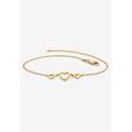 Women's Yellow Gold Over Sterling Silver Triple Heart Ankle Bracelet by PalmBeach Jewelry in Gold