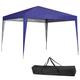 BAKAJI Pavillon, 3 x 3 m, faltbar, Polyester-Stoff, wasserdicht, Gestell aus Metall, faltbar, tragbar, für Markt, Garten, Außenbereich + Tragetasche (blau)