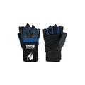 Gorilla Wear - Dallas Wrist Wrap Gloves - Schwarz/Blau - Bodybuilding und Fitness Accessoires für Damen und Herren Logo Unterstützung besserer Halt, L