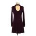 Express Casual Dress - Sweater Dress: Purple Solid Dresses - Women's Size X-Small