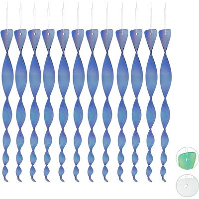 Relaxdays - Vogelabwehr Spirale, 12er Set, reflektierend, Balkon & Garten, Windspirale, 40 cm lang,