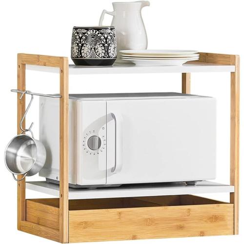 KCR07-WN Mikrowelle Regale Mikrowellenhalter Mikrowellenständer Regal Küchenregal mit 2 Ablagen, 1
