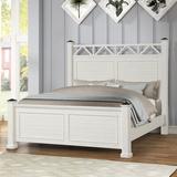 Roundhill Furniture Laria Antique White Finish Wood Panel Bed w/ Dresser, Mirror, & Nightstand Wood in Brown/White | 72 H x 83.6 W x 94 D in | Wayfair