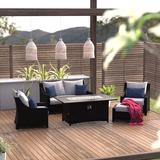 Three Posts™ Northridge 5 Piece Rattan Sofa Seating Group Set w/ Cushions Synthetic Wicker/All - Weather Wicker/Wicker/Rattan | Outdoor Furniture | Wayfair