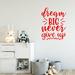 VWAQ Dream Big Never Give Up Inspirational Wall Decal Vinyl in Red | 23 H x 18 W in | Wayfair DBNGU_23X18_RED