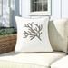 Beachcrest Home™ Granjeno Indoor/Outdoor Square Embroidered Pillow Coral Polyester/Polyfill/Sunbrella® in White | 18 H x 18 W x 6 D in | Wayfair
