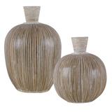 Uttermost Islander White Washed Vases (Set of 2)