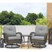 Outdoor Rocker Patio Chairs 360 ° Swivel , 3 Pieces Patio Conversation Set with Thickened Cushions and Glass Table