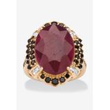 Women's 14K Gold Over Sterling Silver Ruby And Cubic Zirconia Ring by PalmBeach Jewelry in Ruby (Size 7)