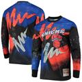 Men's Mitchell & Ness Blue New York Knicks Hardwood Classics Hyper Hoops Moto Sublimated Long Sleeve T-Shirt