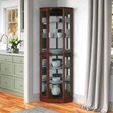 Alcott Hill® Corner Curio Cabinet Wood/Glass in Brown | 72 H x 26 W x 19.63 D in | Wayfair ADML3034 39698067