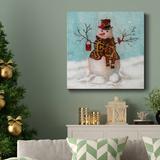 The Holiday Aisle® Snowwoman-Premium Gallery Wrapped Canvas - Ready To Hang Metal in Black/Blue/Green | 40 H x 40 W x 1 D in | Wayfair