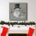 The Holiday Aisle® Linen Snowman II-Premium Gallery Wrapped Canvas - Ready To Hang Metal in Black/Blue/Green | 32 H x 32 W x 1 D in | Wayfair