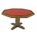 Kestell Furniture 52" 8 - Player Card Table Vinyl | 29.5 H x 52 W x 48 D in | Wayfair M-98-V- Red Vinyl/ Natural