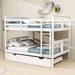 Harriet Bee Full-Over-Full Wood Bunk Bed w/ Trundle & Ladder in White | 62 H x 56 W x 79 D in | Wayfair E4E4625BDC774B619ABC7FD9594408C7