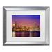 Latitude Run® Mike Jones Photo 'Chicago Dusk Full Skyline' Matted Framed Art Canvas in Blue/Brown | 14.5 H x 17.5 W x 0.75 D in | Wayfair