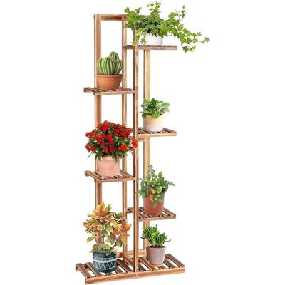 Costway - Pflanzenstaender freistehendes Blumenregal, Pflanzenregal Holz Blumentreppe mehrstoeckig,